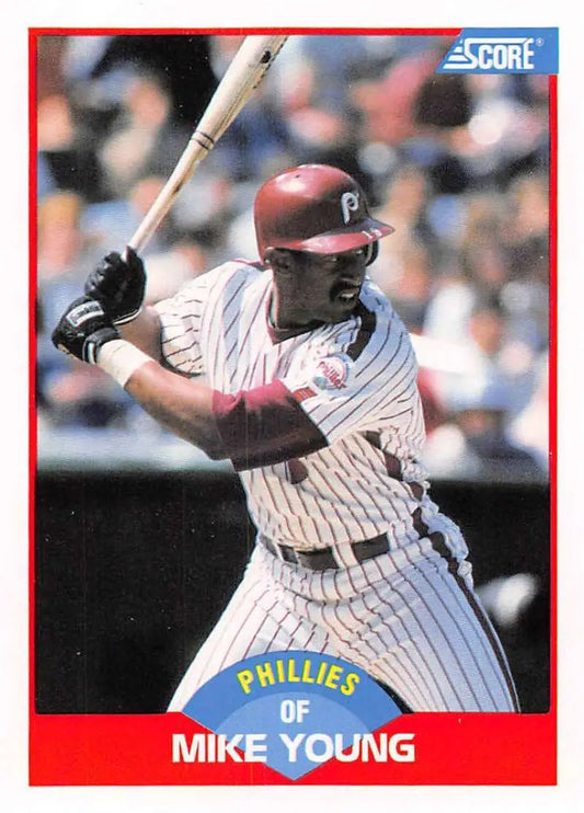 1989 Score #494 Mike Young NM-MT Philadelphia Phillies Baseball Card - Baseball Card Single