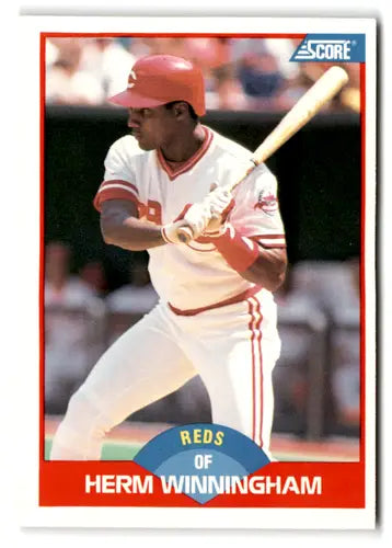 1989 Score #496 Herm Winningham EX/NM Reds ID:66791 - Baseball Card Single