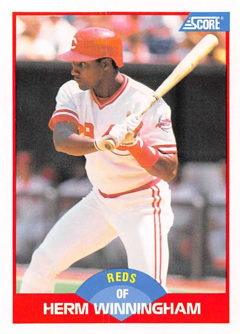 1989 Score #496 Herm Winningham NM-MT Cincinnati Reds Baseball Card - Baseball Card Single
