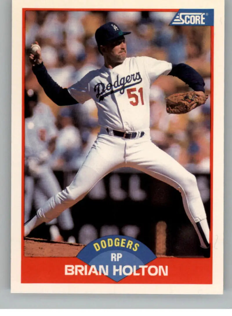 1989 Score #507 Brian Holton NM-MT Los Angeles Dodgers Baseball Card - Baseball Card Single