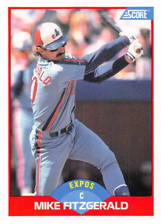 1989 Score #511 Mike Fitzgerald NM-MT Montreal Expos Baseball Card - Baseball Card Single
