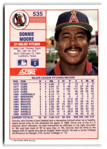 1989 Score #535 Donnie Moore EX/NM Angels ID:66816 - Baseball Card Single
