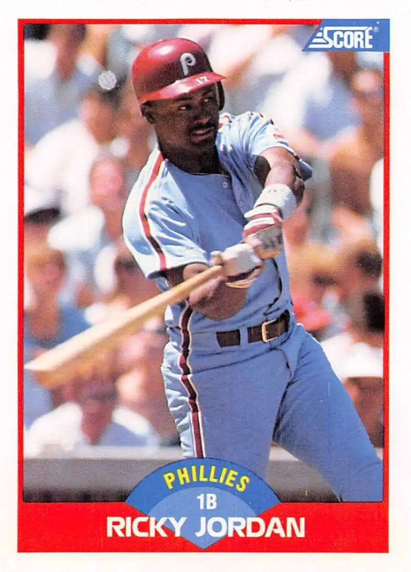 1989 Score #548 Ricky Jordan NM-MT Philadelphia Phillies Baseball Card - Baseball Card Single