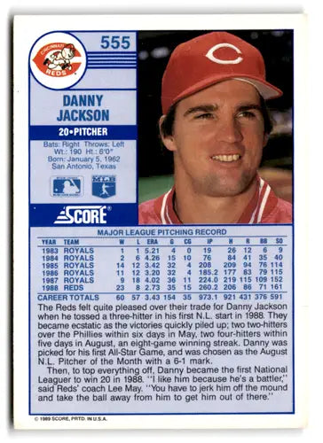 1989 Score #555 Danny Jackson EX/NM Reds ID:66757 - Baseball Card Single