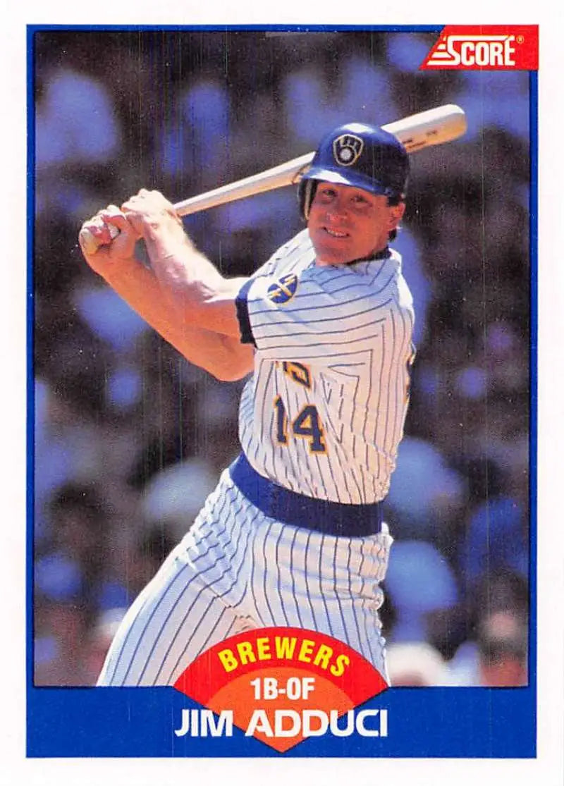 1989 Score #587 Jim Adduci NM-MT Milwaukee Brewers Baseball Card - Baseball Card Single