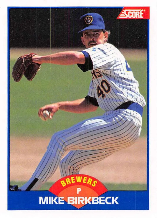 1989 Score #596 Mike Birkbeck NM-MT Milwaukee Brewers Baseball Card - Baseball Card Single