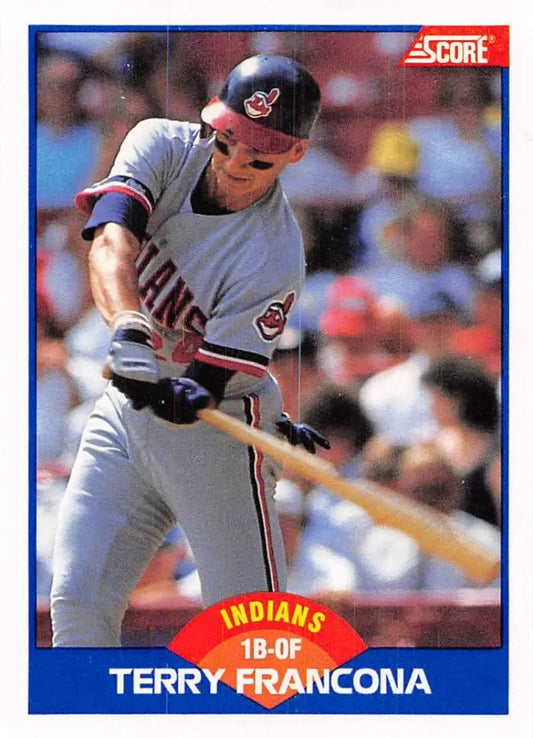 1989 Score #597 Terry Francona NM-MT Cleveland Indians Baseball Card - Baseball Card Single