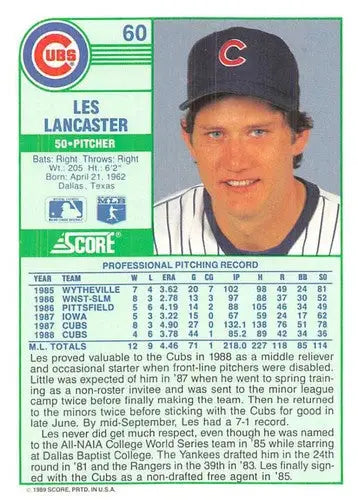 1989 Score #60 Les Lancaster NM-MT Cubs ID:80226 - Baseball Card Single