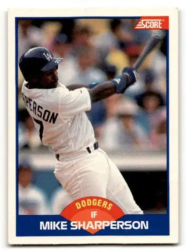 Mike Sharperson Los Angeles Dodgers baseball card from 1989 Score set