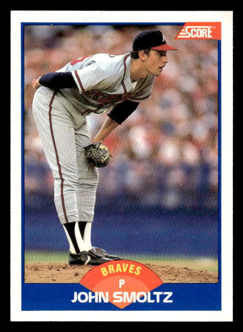 Vintage 1989 Score John Smoltz baseball card featuring Atlanta Braves pitcher