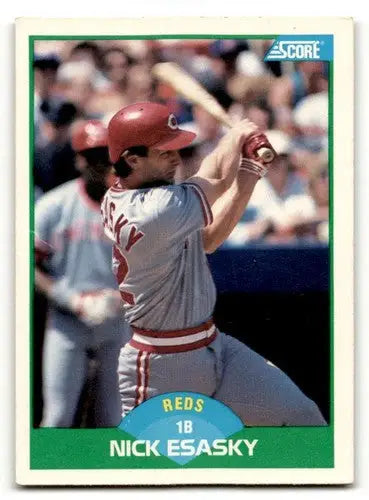 1989 Score Nick Esasky Cincinnati Reds baseball trading card, EX/NM condition