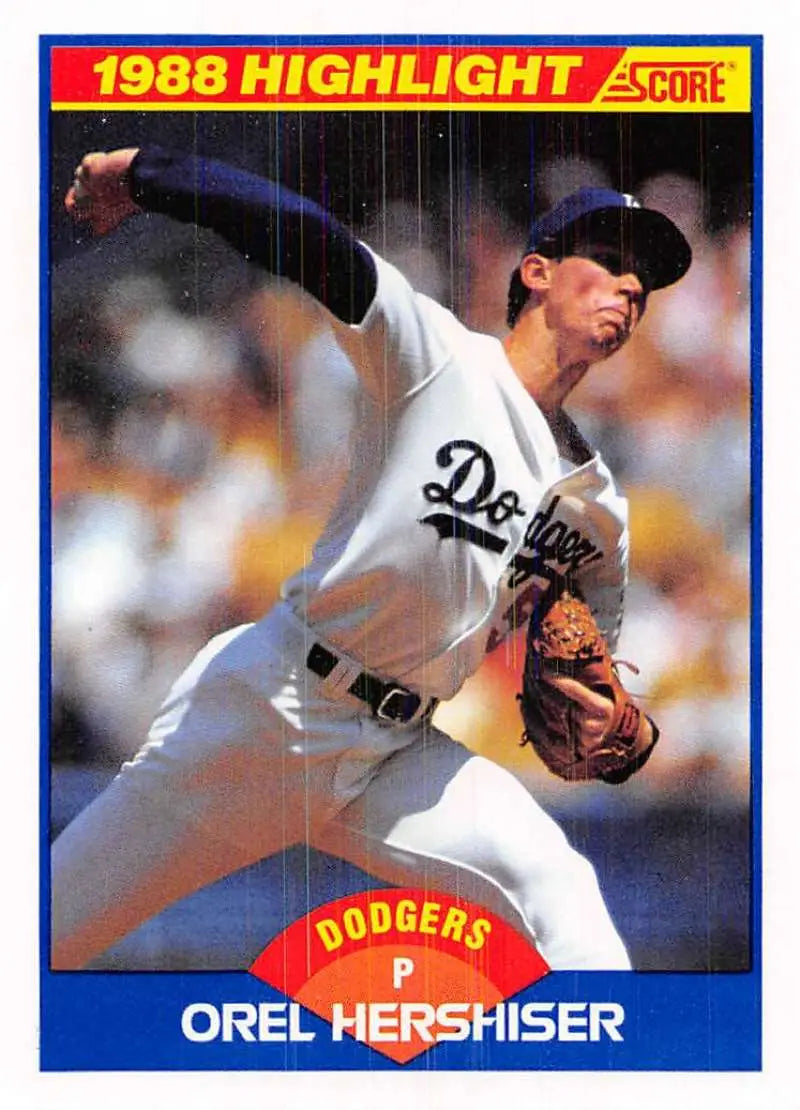1989 Score #653 Orel Hershiser NM-MT Los Angeles Dodgers Baseball Card - Baseball Card Single