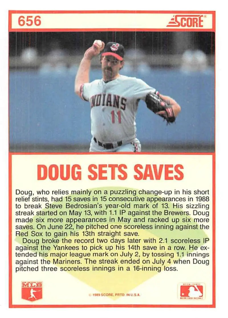 1989 Score #656 Doug Jones NM-MT Cleveland Indians Baseball Card - Baseball Card Single
