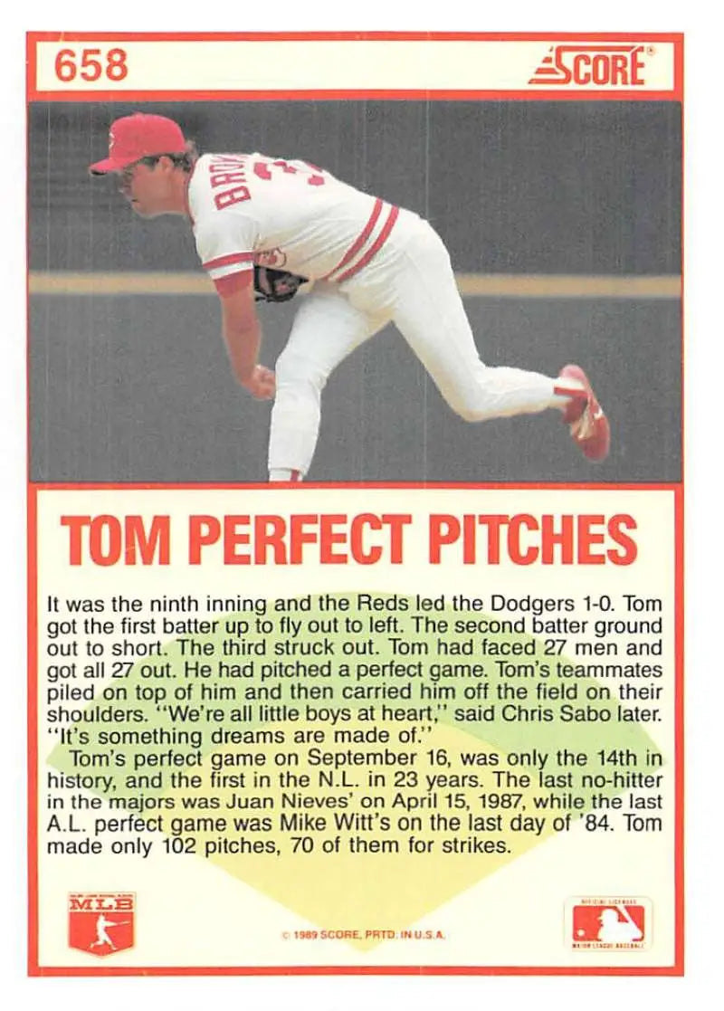 1989 Score #658 Tom Browning NM-MT Cincinnati Reds Baseball Card - Baseball Card Single