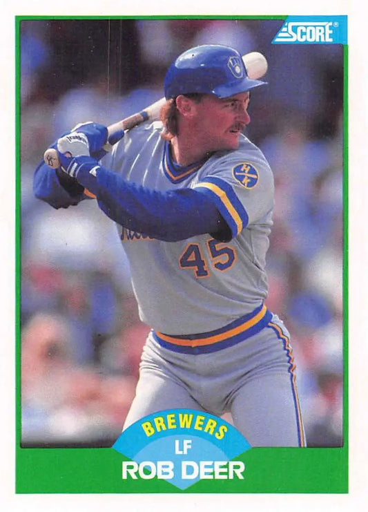 1989 Score #72 Rob Deer NM-MT Milwaukee Brewers Baseball Card - Baseball Card Single