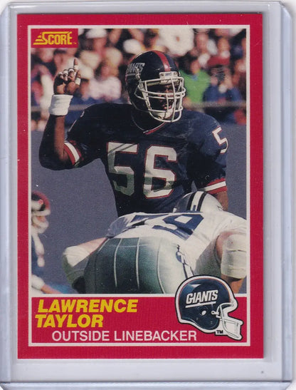 1989 Score Football #192 Lawrence Taylor card featuring New York Giants legend