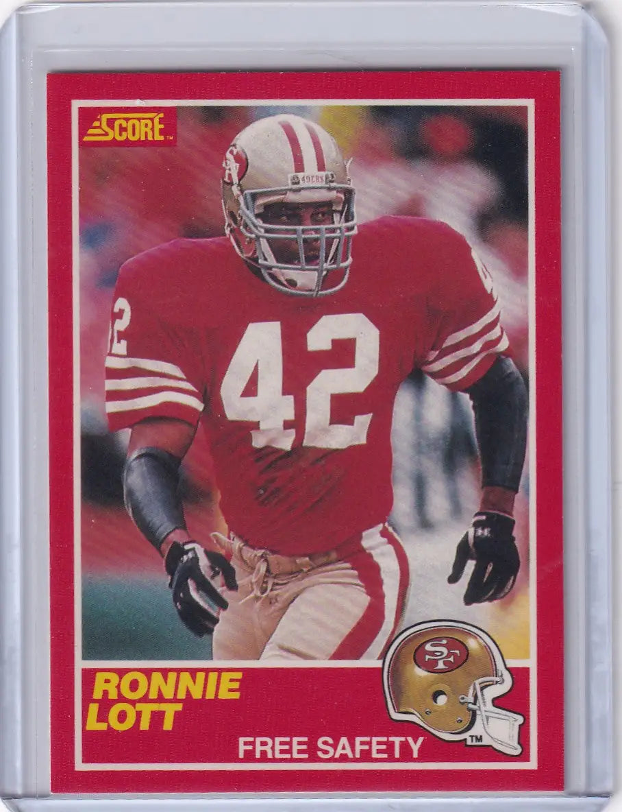 1989 Score Football #215 Ronnie Lott card featuring San Francisco 49ers legend