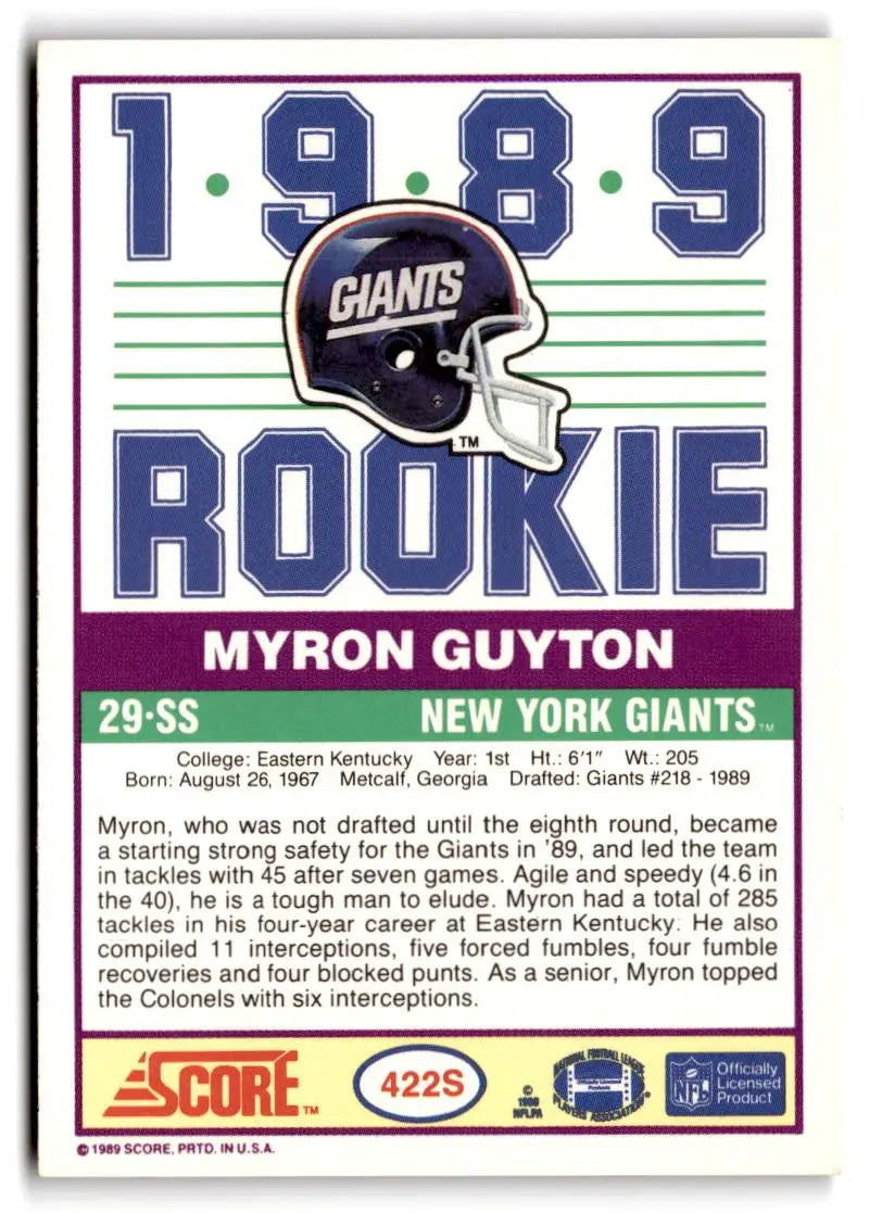 1989 Score Supplemental #422S Myron Guyton - Football Card Single