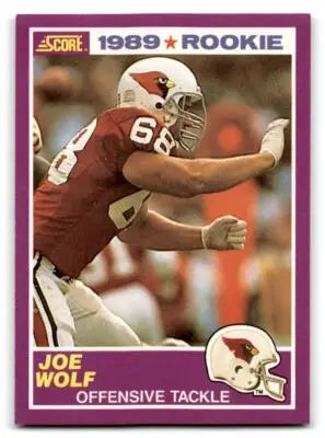 1989 Score Supplemental 439S Joe Wolf rookie football card displayed in product
