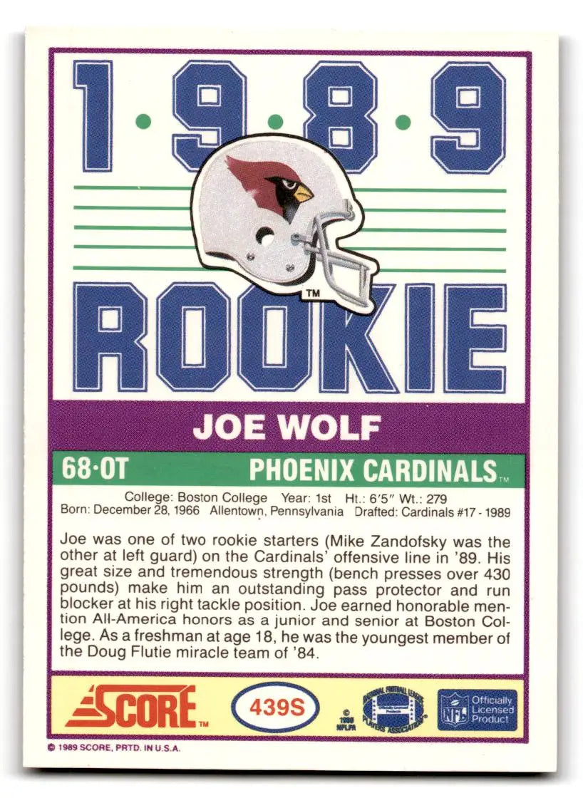 1989 Score Supplemental #439S Joe Wolf - Football Card Single
