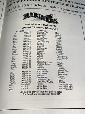 1989 Seattle Mariners Brewers Spring Training Program Ken Griffey Jr Gm Tickets - Sports Memorabilia