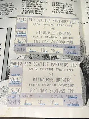 1989 Seattle Mariners Brewers Spring Training Program Ken Griffey Jr Gm Tickets - Sports Memorabilia