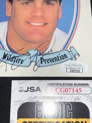 Autographed headshot of smiling Kenny Rogers Texas Rangers baseball player with certification
