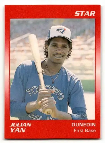 Original gloss Julian Yan Dunedin Blue Jays baseball card from 1989 Star #118