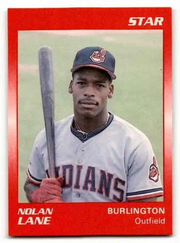 Original gloss baseball card of Nolan Lane Burlington Indians from 1989 Star #179