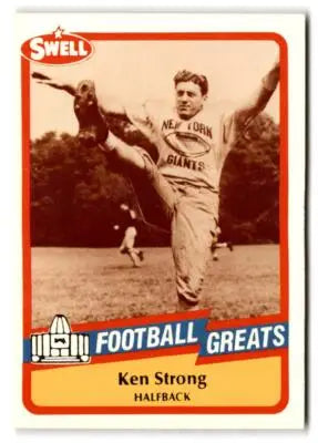 Vintage football trading card of Ken Strong from 1989 Swell Greats series featuring York Giants