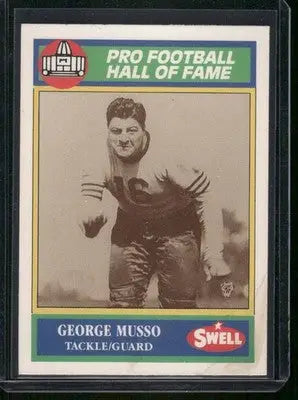 Vintage Swell Pro Football Hall of Fame George Musso trading card featuring the Swell logo