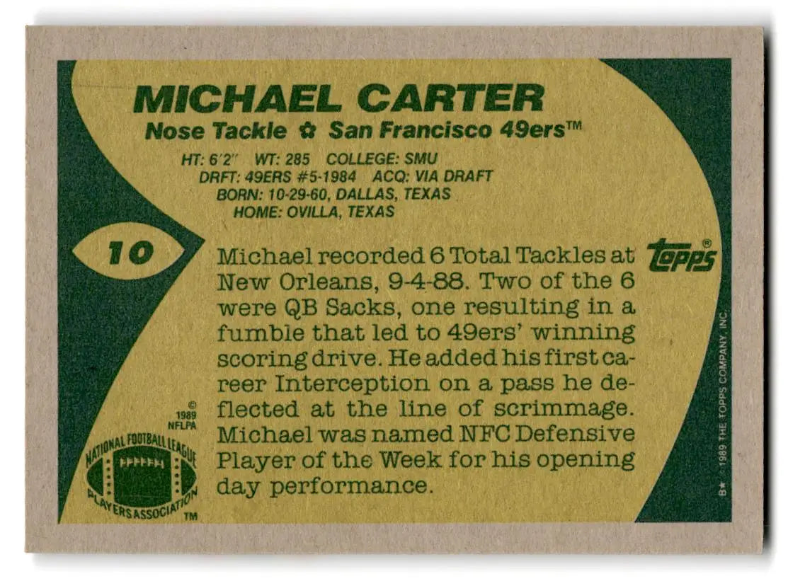 1989 Topps #10 Michael Carter - Football Card Single