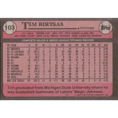 1989 Topps #103 Tim Birtsas NM-MT Cincinnati Reds Baseball Card