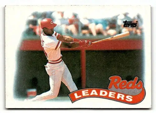 Original gloss Reds baseball cards featuring 1989 Topps Reds Leaders baseball card