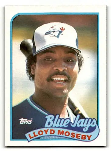 Original gloss 1989 Topps Lloyd Moseby Toronto Blue Jays baseball card front view