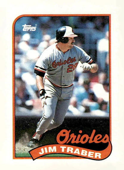Vintage Jim Traber baseball card in Orioles uniform from 1989 Topps #124