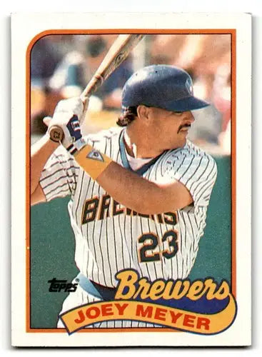 1989 Topps Joey Meyer Milwaukee Brewers baseball card with original gloss ID 64670