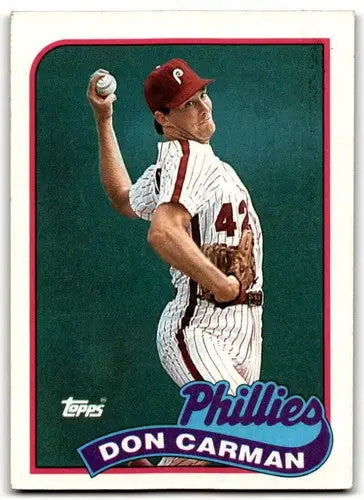 Original gloss Don Carman baseball card from 1989 Topps #154 Phillies ID 43648