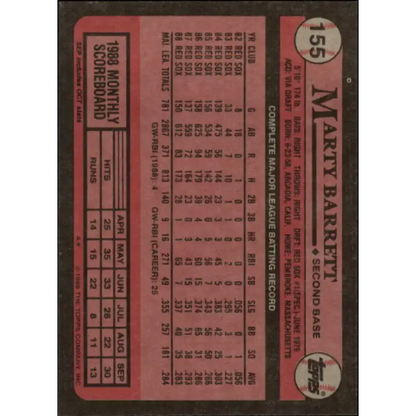 1989 Topps #155 Marty Barrett NM-MT Boston Red Sox Baseball Card