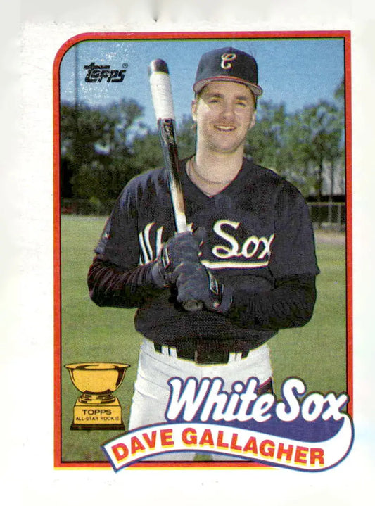 Vintage 1989 Topps Dave Gallagher baseball card featuring Chicago White Sox player