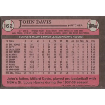 1989 Topps #162 John Davis NM-MT Chicago White Sox Baseball Card