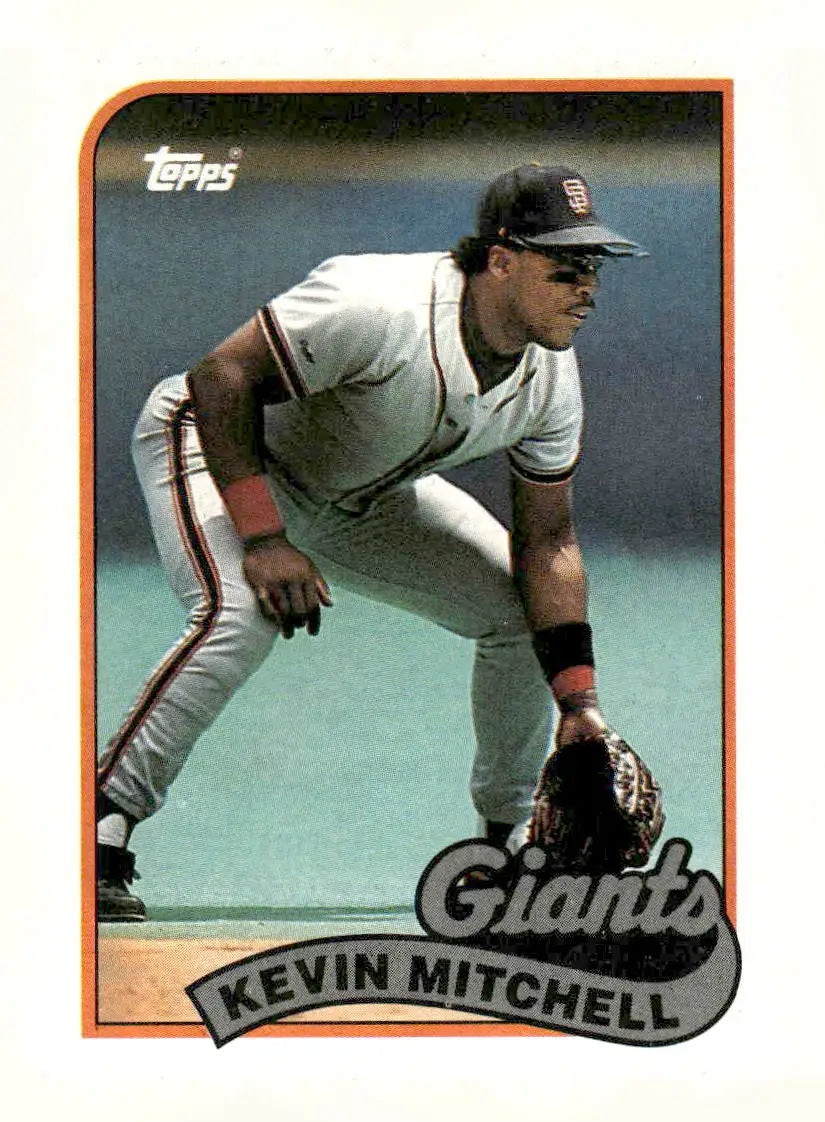 1989 Topps Kevin Mitchell baseball card featuring Kevin Mitchell of the San Francisco Giants