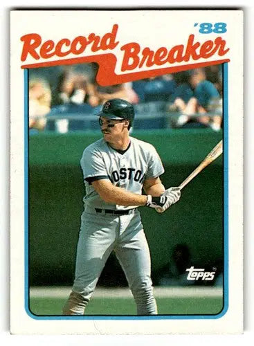 ’88 Record Breaker Wade Boggs Boston Red Sox baseball card near mint condition