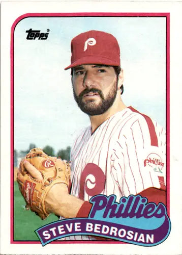 Steve Bedrosian baseball card with original gloss from 1989 Topps Phillies collection