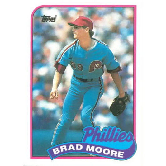 1989 Topps #202 Brad Moore NM-MT RC Rookie Philadelphia Phillies Baseball Card - Baseball Card Single