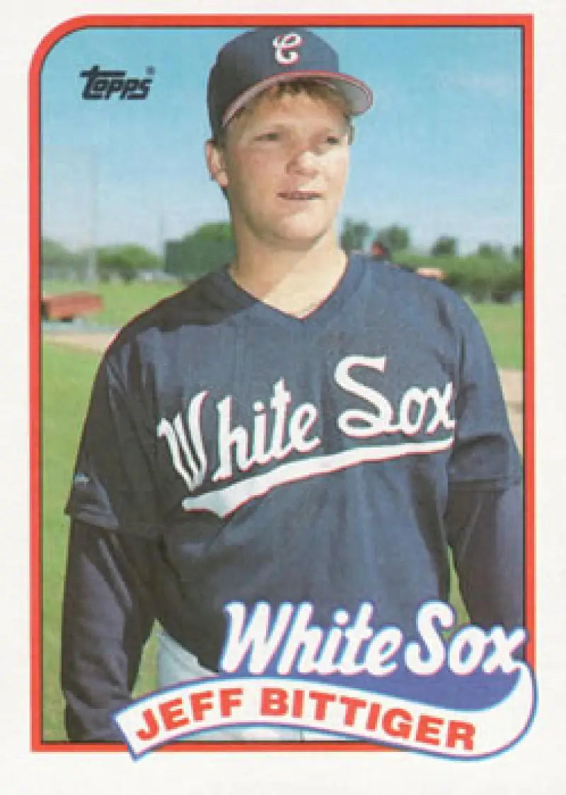 1989 Topps #209 Jeff Bittiger Chicago White Sox Rookie Card in Navy Blue Uniform