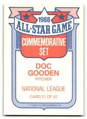 1989 Topps #21a Doc Gooden Glossy All-Stars