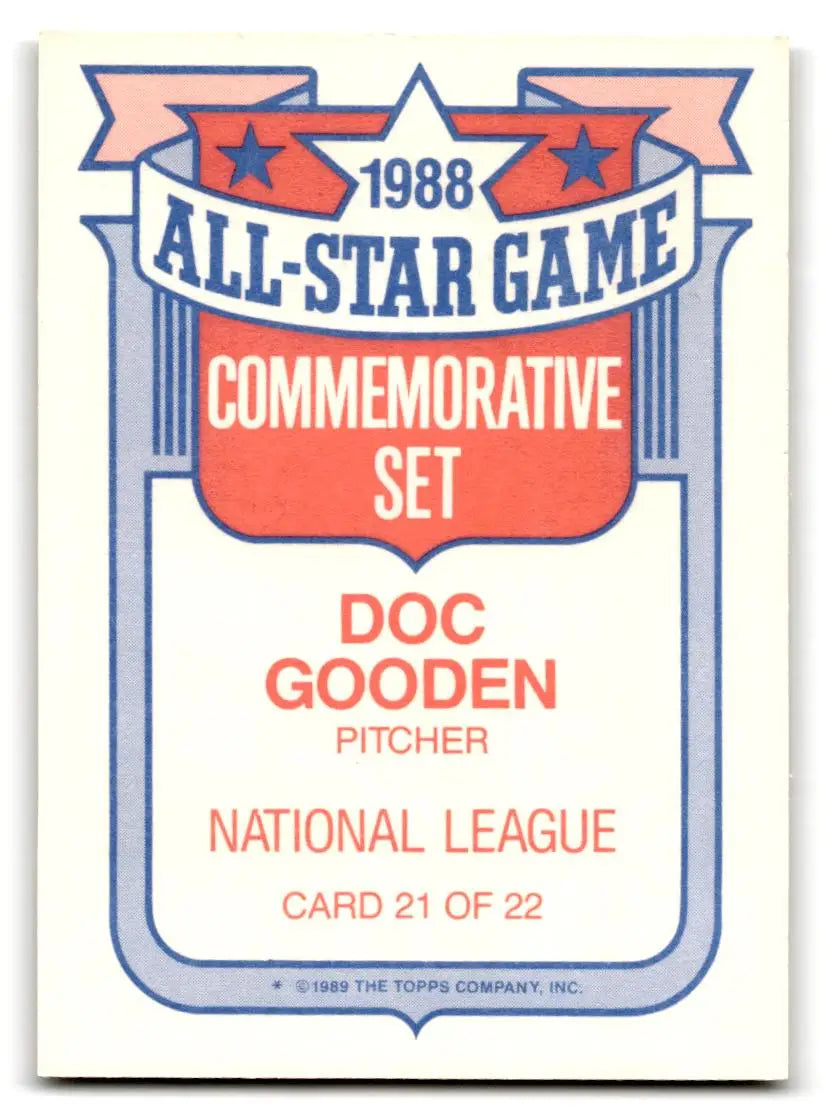 1989 Topps #21a Doc Gooden Glossy All-Stars - Baseball Card Single