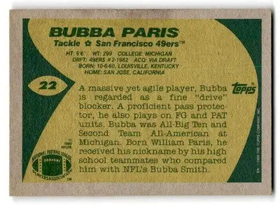 1989 Topps #22 Bubba Paris - Football Card Single
