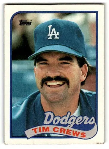 Original gloss Tim Crews Los Angeles Dodgers baseball card from 1989 Topps